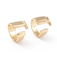 Brass Cuff Rings, Open Rings, Long-Lasting Plated, Real 18K Gold Plated, Letter.T, Size 6, 17mm(RJEW-L097-06T)