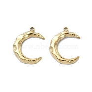 304 Stainless Steel Pendants, Moon Charm, Real 14K Gold Plated, 15.5x12x1.8mm, Hole: 1.2mm(STAS-L022-336G)