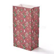 Christmas Theme Rectangle Paper Bags, No Handle, for Gift & Food Package, Gingerbread Man Pattern, 12x7.5x23cm(CARB-G006-01E)