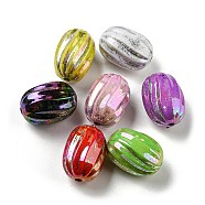 Opaque Acrylic Beads, Metal Enlaced, Oval, Mixed Color, 19x13mm, Hole: 2mm(OACR-E031-08)