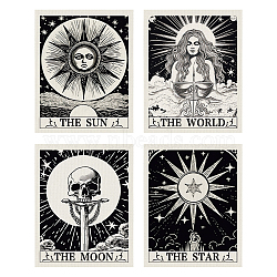 Tarot Tapestry, Polyester Bohemian Astrology Wall Tapestry, for Bedroom Living Room Decoration, Rectangle, Sun, 500x400mm, 4pcs/set(AJEW-WH0521-07)