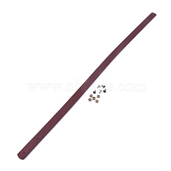 PU Leather Bag Handles, with Iron Rivets, for Purse Handles Bag Making Supplie, Brown, 60x1.85x0.35cm, Hole: 3mm(FIND-I010-05B)