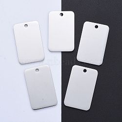 304 Stainless Steel Pendants, Manual Polishing, Blank Stamping Tags, Rectangle, Stainless Steel Color, 40x25x1.8mm, Hole: 3mm(STAS-I140-28B)