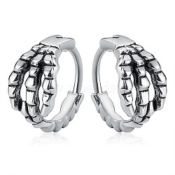 304 Stainless Steel Claw Hoop Earrings, Gothic Jewelry for Men Women, Stainless Steel Color, 12.6x13x7.5mm, Pin: 1.2mm(JE994A)