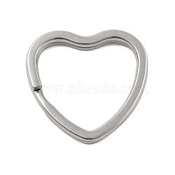 304 Stainless Steel Split Key Rings, Keychain Clasp Findings, Stainless Steel Color, Heart, 31x31.5x4.5mm, Inner Diameter: 23x23mm(STAS-A111-01B-P)