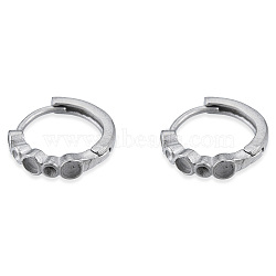 304 Stainless Steel Hoop Earrings Findings, Earring Settings for Rhinestone, Stainless Steel Color, 13x14x3mm, Pin: 1mm, Fit For 1.4mm & 2mm rhinestone(STAS-N092-190)
