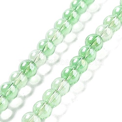 Handmade Lampwork Beads, Round, Pale Green, 8.5x7.5mm, Hole: 1.4mm, about 89pcs/strand, 25.91''(65.8cm)(LAMP-Z008-01B)