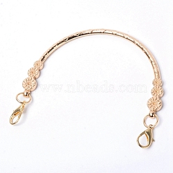 Iron Bag Handle, with Lobster Clasps, Half Round with Floral Pattern, for Bag Accessories, Light Gold, 10.5x12.6x0.5cm(FIND-WH0069-47LG)