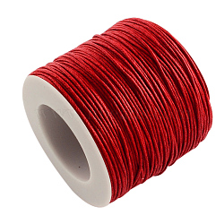 Waxed Cotton Thread Cords, Red, 1mm, about 100yards/roll(300 feet/roll)(YC-R003-1.0mm-162)