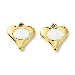 Ion Plating(IP) 304 Stainless Steel Pave Shell Heart Charms, Valentine's Day, Real 14K Gold Plated, 14x13x2.5mm, Hole: 1.4mm(FIND-Z028-23G)