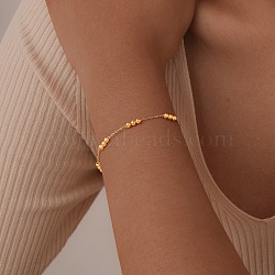 Stainless Steel Chain Bracelets, Jewey for Women, Golden, 6.30~8.27 inch(16~21cm)(PW-WG751C5-01)