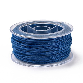 Macrame Cotton Cord, Braided Rope, with Plastic Reel, for Wall Hanging, Crafts, Gift Wrapping, Blue, 1.2mm, about 26.25 Yards(24m)/Roll