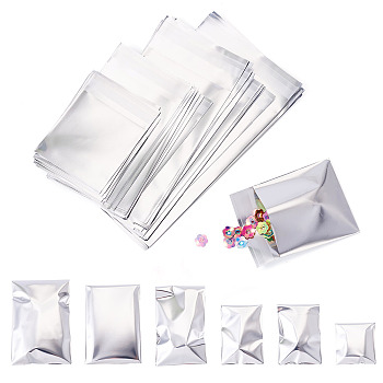 60pcs 6 Styles Rectangle Plastic Cellophane Bags, Silver, 8.5~18x6.4~10x0.01cm, 10pcs/style