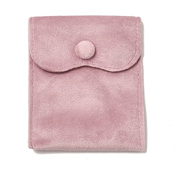 Velvet Jewelry Pouches, Jewelry Gift Bags with Snap Button, for Ring Necklace Earring Bracelet Storage, Rectangle, Flamingo, 9.9x7.9x0.2cm