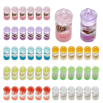 48Pcs 8 Colors Luminous Plastic Pendants, with Conch inside, Drift Bottle Charm, Mixed Color, 24x10~10.5mm, Hole: 2mm, 6pcs/color