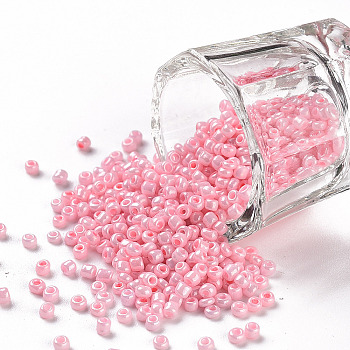12/0 Glass Seed Beads, Opaque Colours Seed, Small Craft Beads for DIY Jewelry Making, Round, Round Hole, Pink, 12/0, 2mm, Hole: 1mm, about 3333pcs/50g, 50g/bag, 18bags/2pounds
