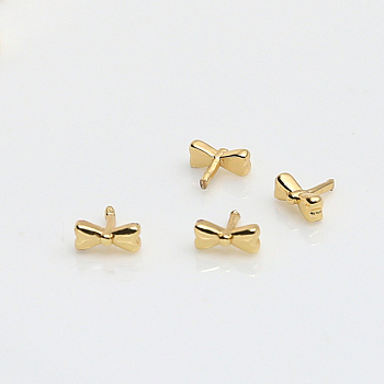 Brass Bowknot Head Pins, for Baroque Pearl Making, Golden, 7x5mm