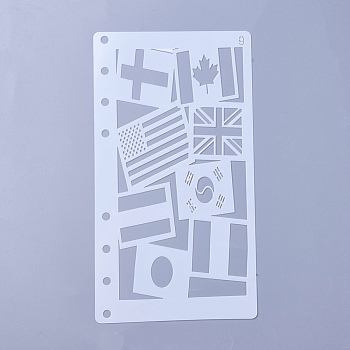 Plastic Drawing Painting Stencils Templates, for Painting on Scrapbook Fabric Tiles Floor Furniture Wood, Flag, White, 17.4x9.6x0.02mm
