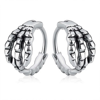 304 Stainless Steel Claw Hoop Earrings, Gothic Jewelry for Men Women, Stainless Steel Color, 12.6x13x7.5mm, Pin: 1.2mm