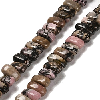 Natural Rhodonite Beads Strands, Rectangle, 9x4x4.5mm, Hole: 1mm, about 93pcs/strand, 15.28''(38.8cm)