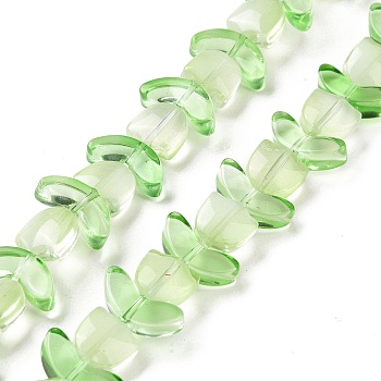 Transparent Glass Beads Strands, Tulip, Honeydew, 6.5~9x9~14x4~5.5mm, Hole: 1mm, about 29pcs/strand, 15.71''(39.9cm)