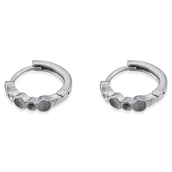 304 Stainless Steel Hoop Earrings Findings, Earring Settings for Rhinestone, Stainless Steel Color, 13x14x3mm, Pin: 1mm, Fit For 1.4mm & 2mm rhinestone