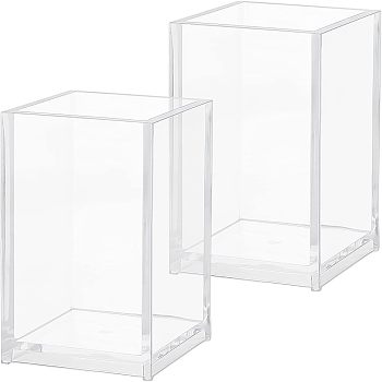 Acrylic Pen Container, Rectangle, Clear, 65x65x100mm