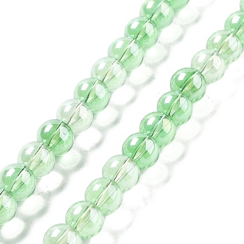 Handmade Lampwork Beads, Round, Pale Green, 8.5x7.5mm, Hole: 1.4mm, about 89pcs/strand, 25.91''(65.8cm)