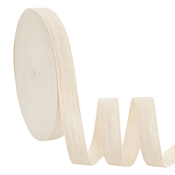 Flat Polycotton Twill Tape Ribbon, Herringbone Ribbon, Cornsilk, 25x1mm