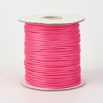 Eco-Friendly Korean Waxed Polyester Cord, Deep Pink, 0.5mm, about 169.51~174.98 Yards(155~160m)/Roll