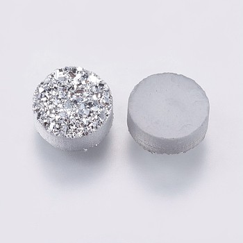 Imitation Druzy Gemstone Resin Cabochons, Flat Round, Silver, 8x3~4mm