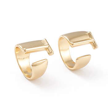 Brass Cuff Rings, Open Rings, Long-Lasting Plated, Real 18K Gold Plated, Letter.T, Size 6, 17mm
