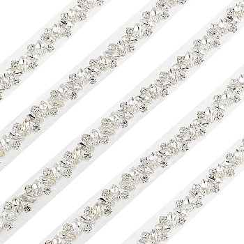 1 Yard Glass Crystal Hotfix Rhinestone Trimming, with Hot Melt Adhesive Stick & Alloy Settings, for DIY Bridal Belt, Clear, 15x4mm