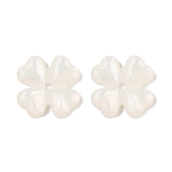 Opaque Resin Shamrock Decoden Cabochons, Clover, White, 17x17x3mm