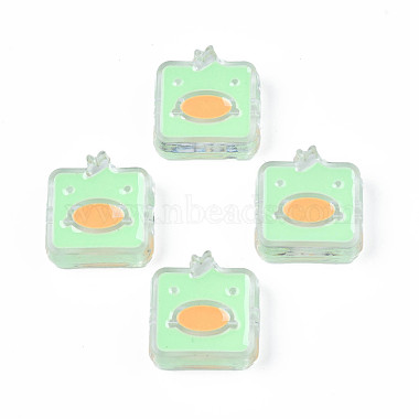 Pale Green Square Acrylic Beads