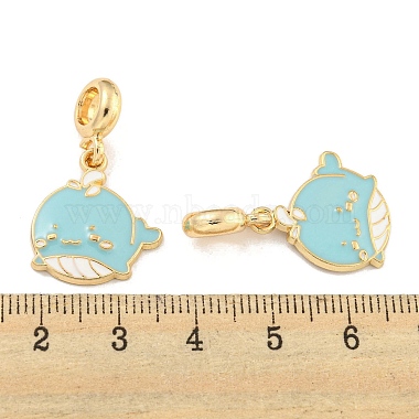 Rack Plating Alloy Enamel Whale European Dangle Charms(FIND-B034-53G-02)-3