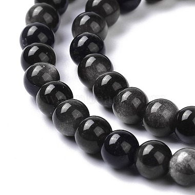 Brins de perles d'obsidienne argent naturel(X-G-D083-01D)-3