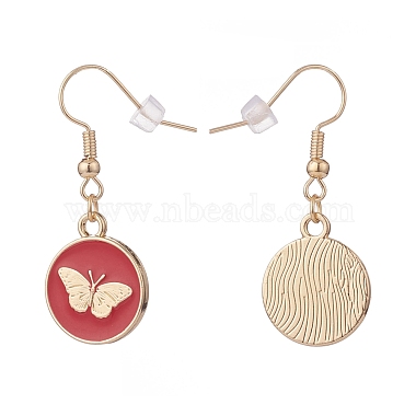 Flach rund mit Schmetterlings-Emaille-Ohrringen(EJEW-JE04862)-5