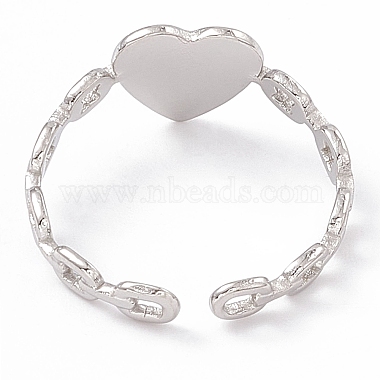 304 anneaux de manchette ouverts coeur en acier inoxydable pour femme(RJEW-G275-09P)-3