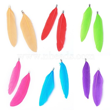 Platinum Mixed Color Feather Feather Big Pendants