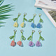 4 paire 4 boucles d'oreilles pendantes en forme de fleur de tulipe tressée en graines de couleurs(EJEW-TA00199)-2