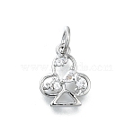 Brass Micro Pave Cubic Zirconia Pendants, Plum Blossom, With Jump Ring, Long-Lasting Plated, Lead Free & Cadmium Free, Rack Plating, Platinum, 12x9.5x2mm, Hole: 3mm(KK-K400-46P)