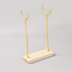 Wood Display Stands for Selenite Wand, with Alloy Holder, Golden, Rectangle, Blanched Almond, 135x50x200mm(ODIS-WH0099-233A)