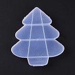 10 Grids Transparent Plastic Box, Christmas Tree Shaped Bead Containers for Small Jewelry and Beads, WhiteSmoke, 18x15.9x2.5cm, Inner Diameter: 22~52x27~59x22mm (CON-B009-07)