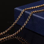 3.28 Feet Ion Plating(IP) 304 Stainless Steel Rolo Chains, Belcher Chains, Unwelded, Golden, 2x0.8mm(X-CHS-L014-12G)