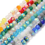 Electroplate Glass Beads Strands, Faceted(32 Facets), Half AB Color Plated, Round, Mixed Color, 6x5mm, Hole: 1.4mm, about 100pcs/strand, 20.87''(53cm)(EGLA-P048-AM)