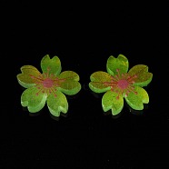 Luminous Resin Cabochons, 5-Petal Flower/Sakura, Champagne Yellow, 26x5mm(X-RESI-G030-01C)