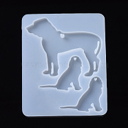 Dog Pendant Silicone Molds, Resin Casting Molds, For UV Resin, Epoxy Resin Jewelry Making, White, 105x84x5.5mm, Dog: 58.5x77.5mm, 35.5x42.5mm and 34.5x42.5mm(DIY-I026-10)