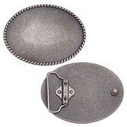 Alloy Oval Belt Buckles, Belt Fastener, Antique Silver, 68x89x4mm, Knot: 5mm(BUTT-WH0024-006)