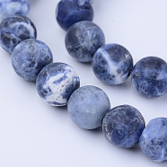 Natural Sodalite Beads Strands, Frosted, Round, 10~10.5mm, Hole: 1.2mm, about 36pcs/strand, 15.5 inch(X-G-Q462-10mm-07)